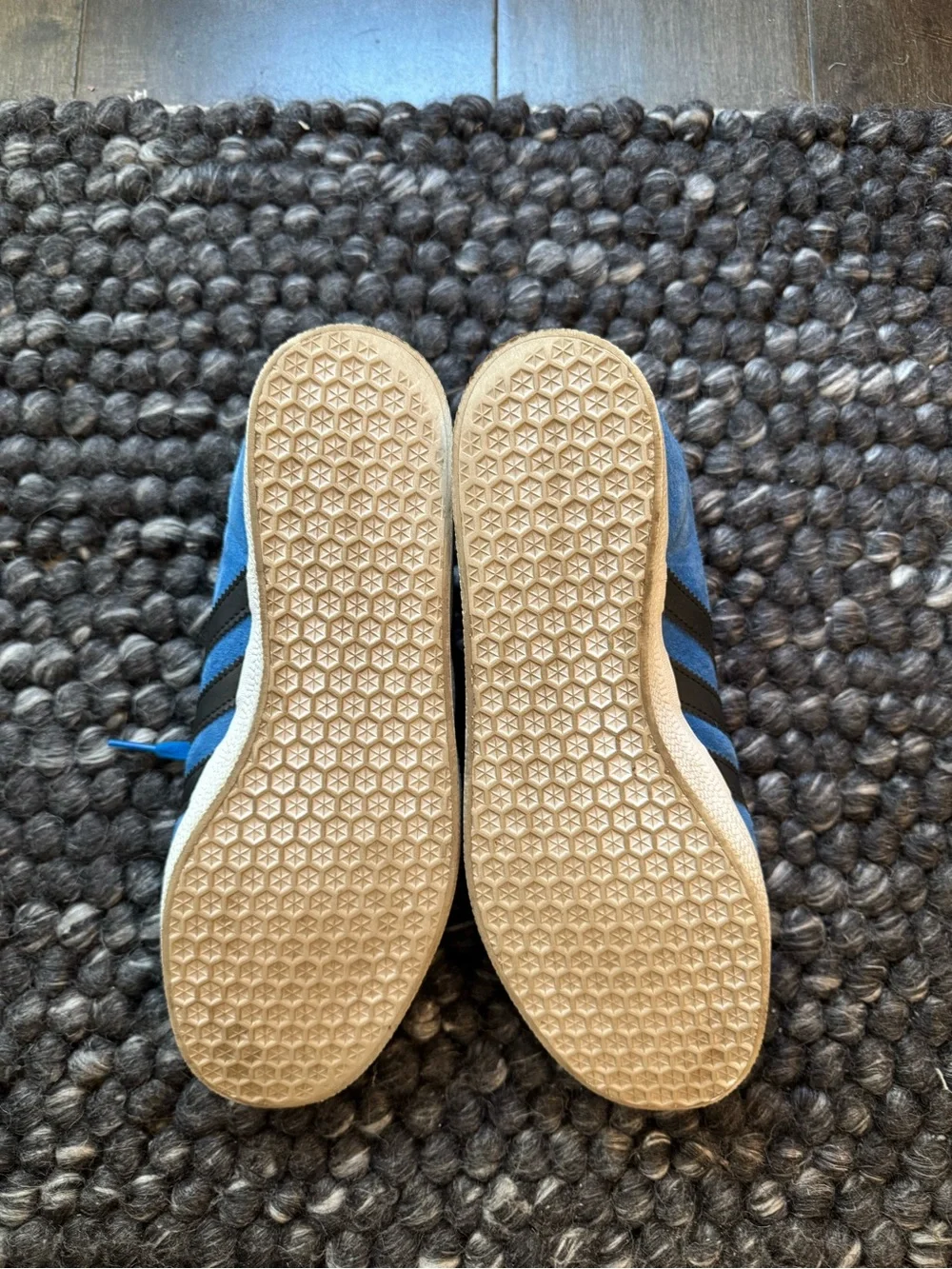 adidas blue and black gazelles